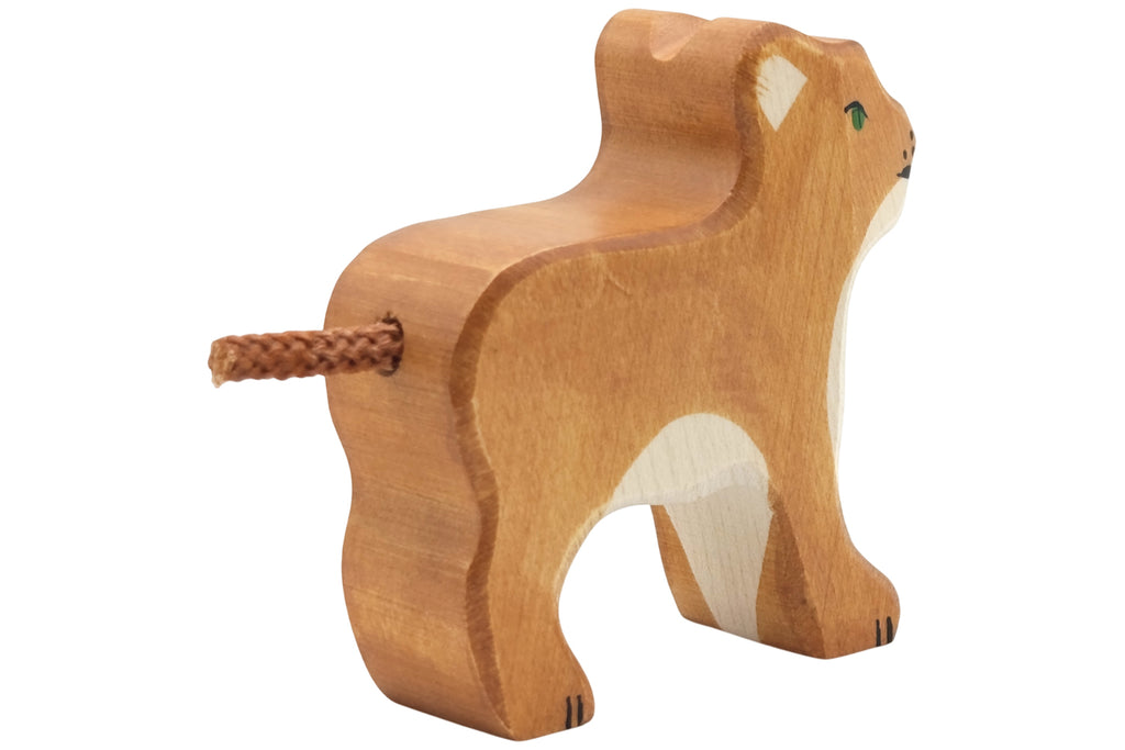 Holztiger Löwe klein stehend