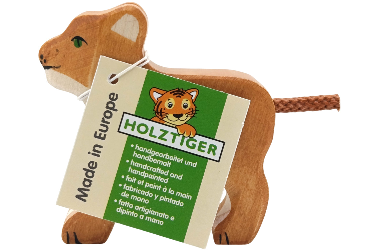Holztiger Löwe klein stehend