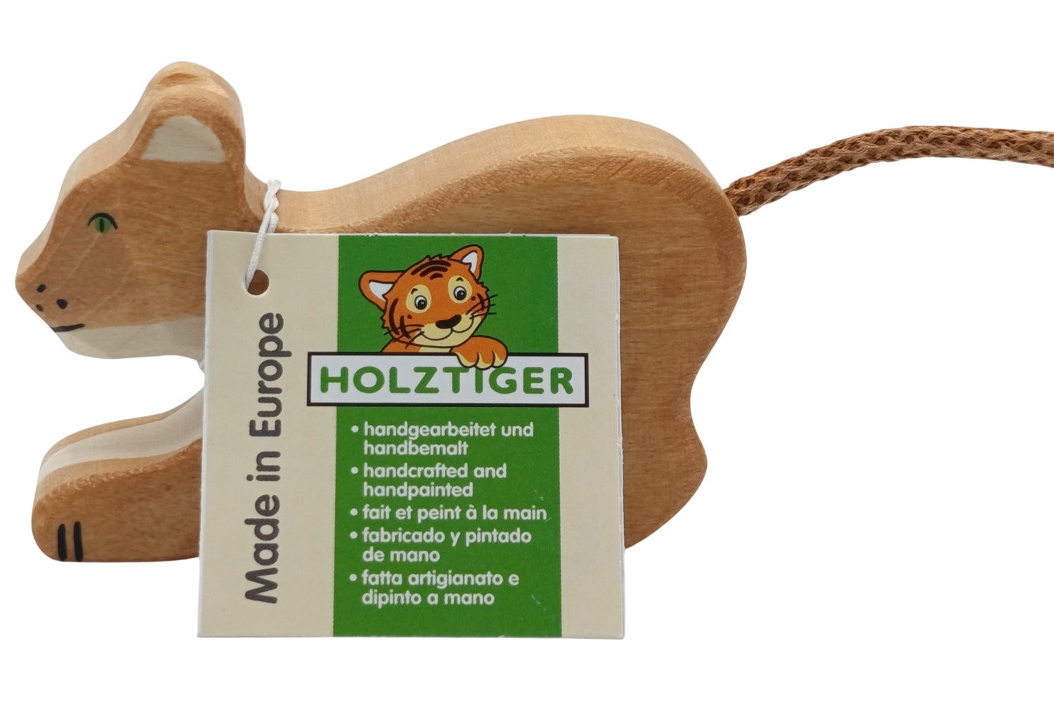 Holztiger Löwe klein spielend