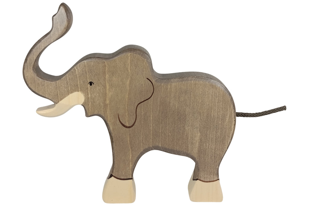 Holztiger Elefant Rüssel hoch