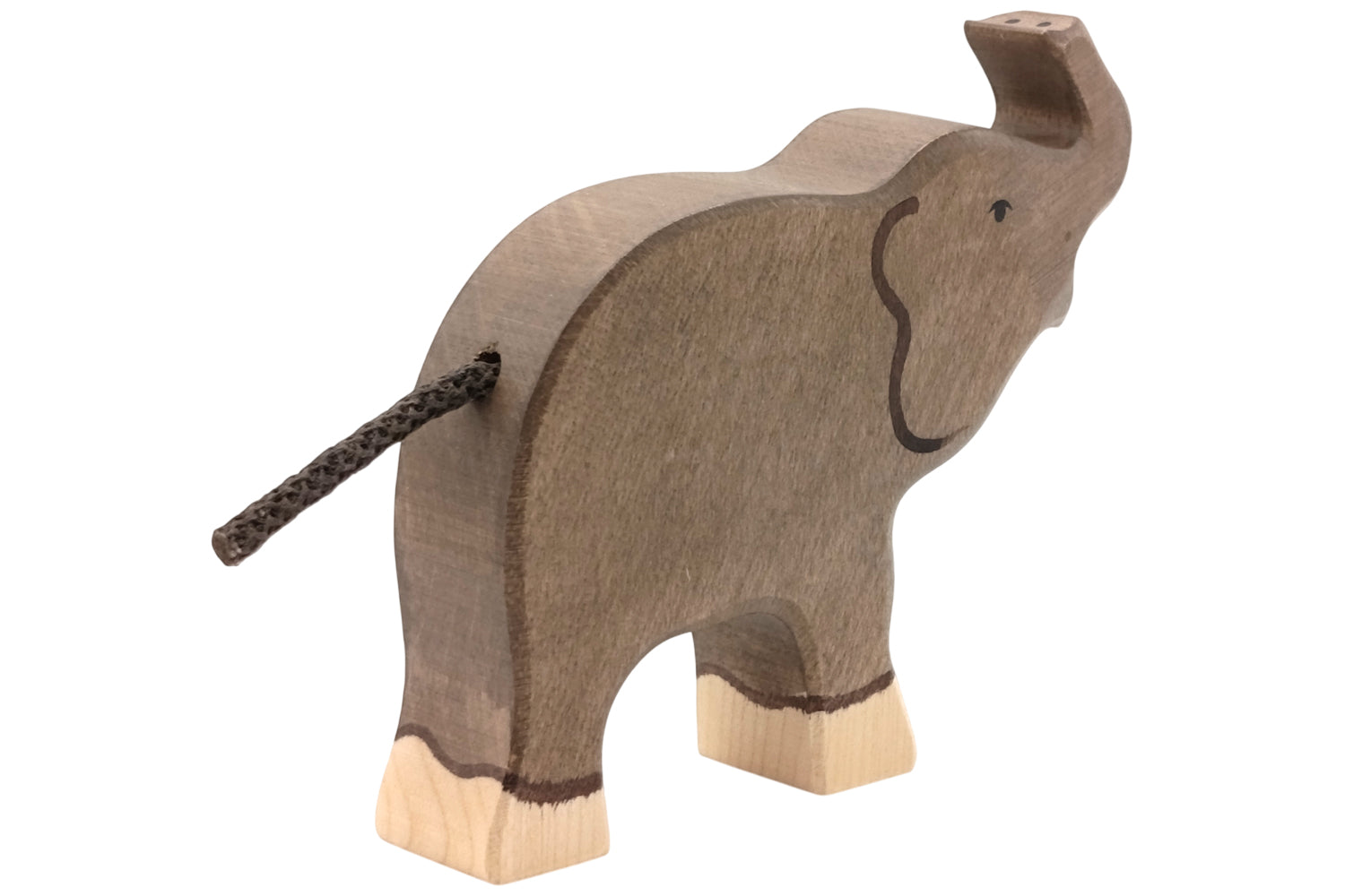 Holztiger Elefant klein Rüssel hoch