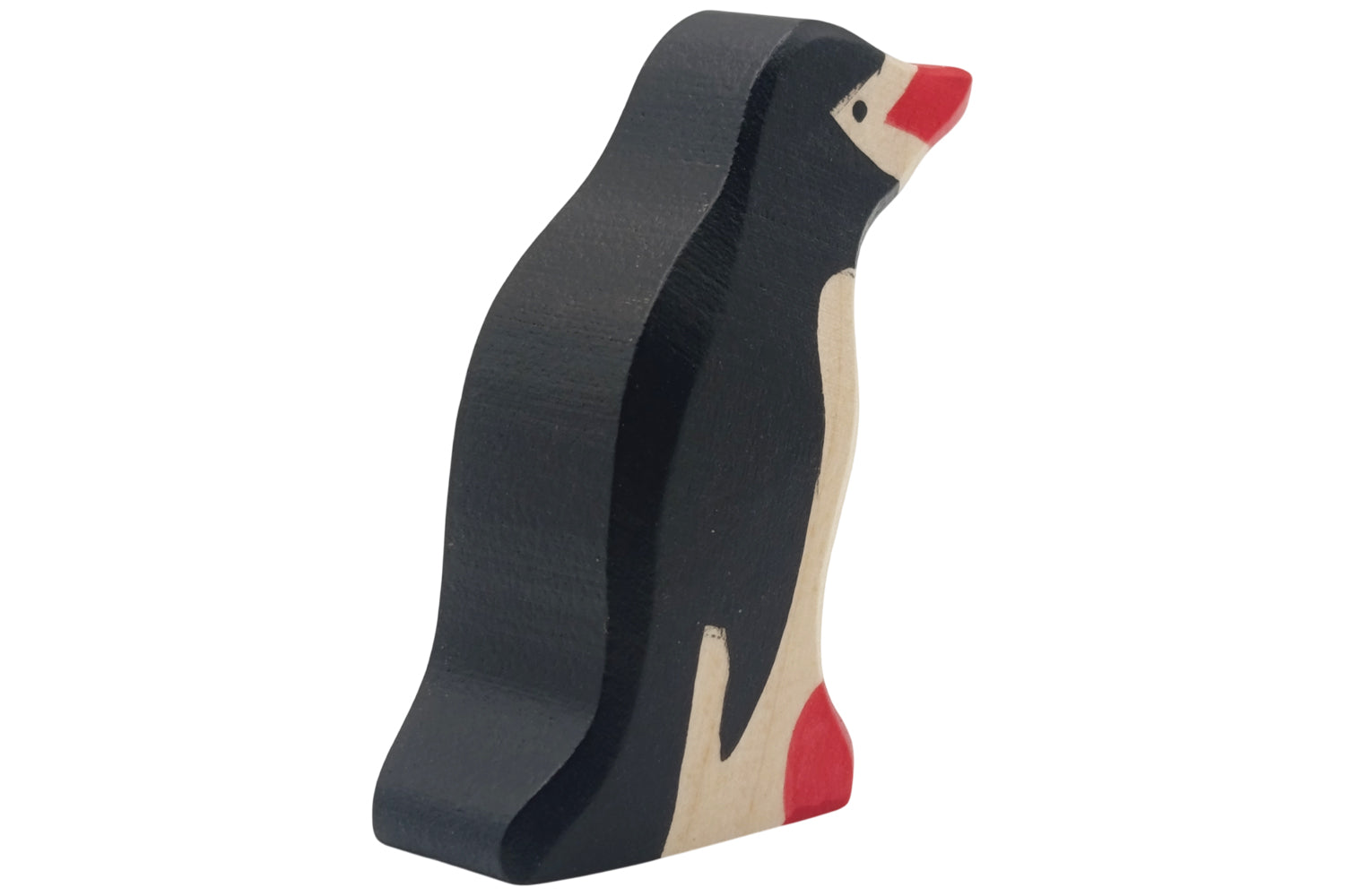 Holztiger Pinguin klein Kopf hoch