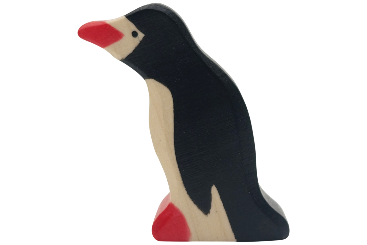 Holztiger Pinguin klein Kopf hoch