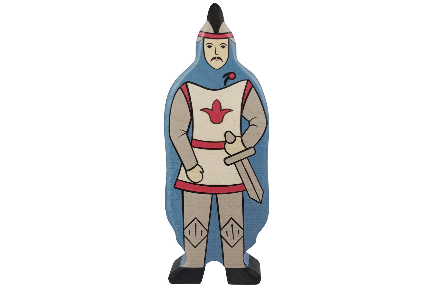 Holztiger Figur Ritter mit blauem Mantel