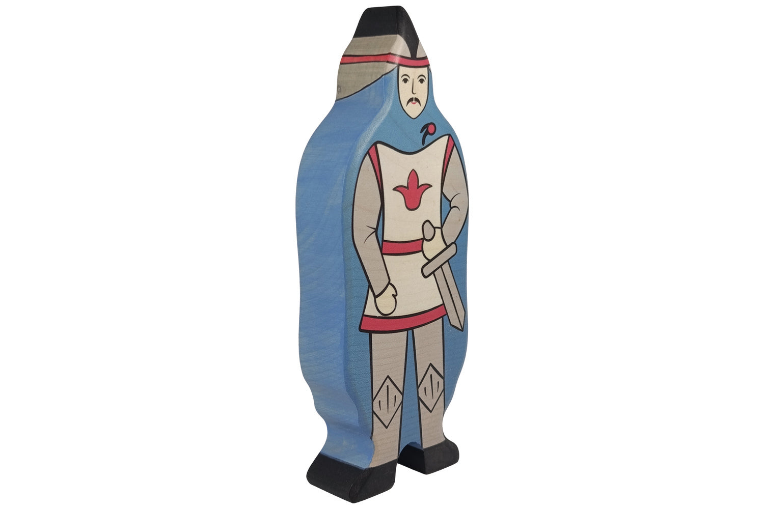 Holztiger Figur Ritter mit blauem Mantel