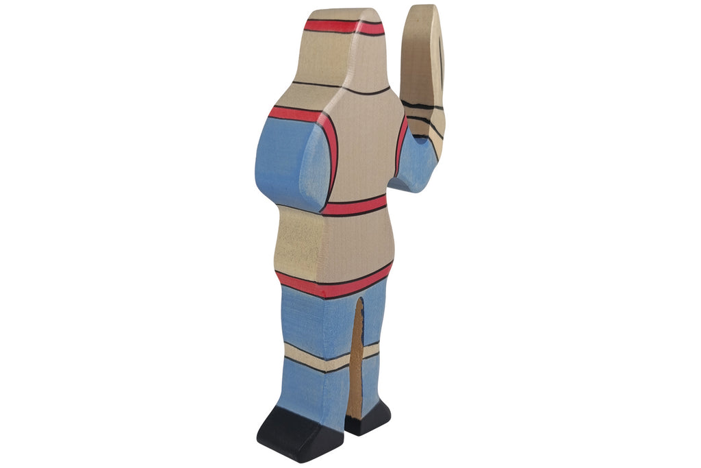 Holztiger Ritter kämpfend blau