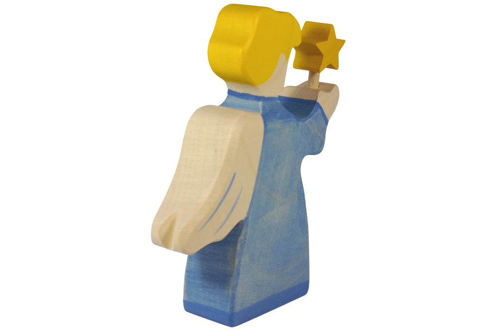 Holztiger Krippenfigur Engel mit Stern