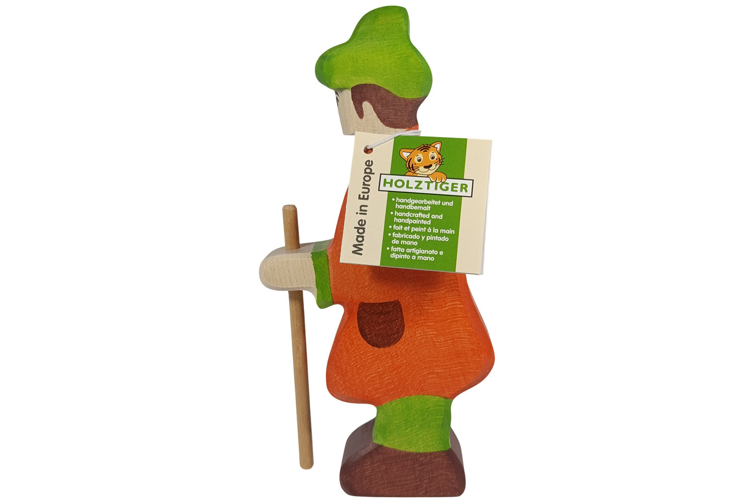 Holztiger Figur Hirte mit Stab