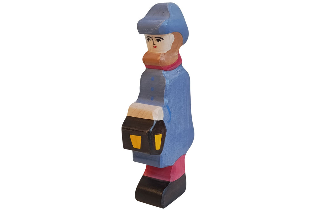 Holztiger Figur Hirte mit Lampe