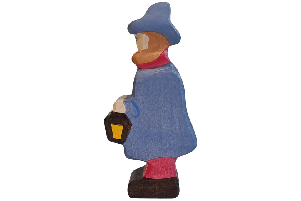 Holztiger Figur Hirte mit Lampe