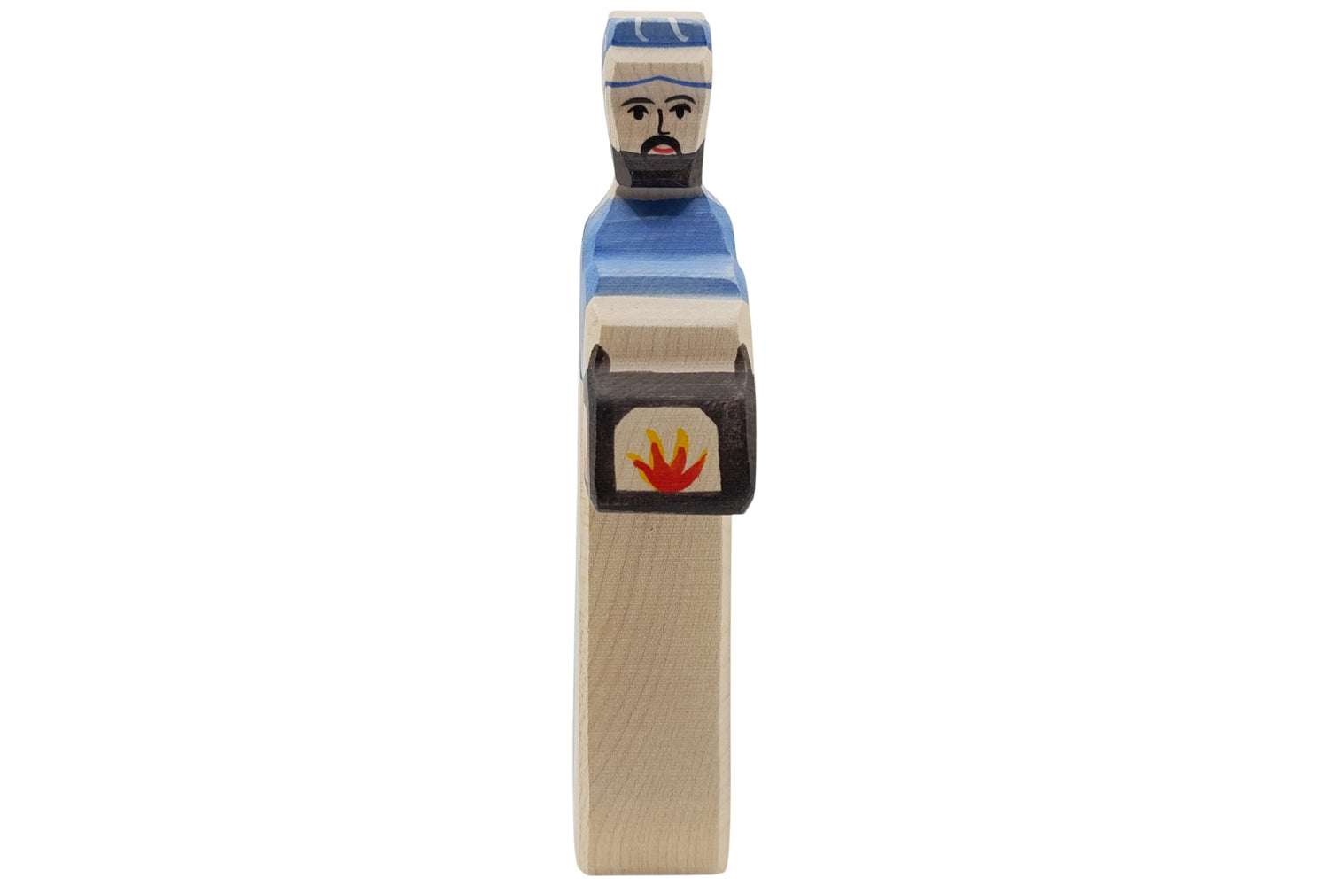 Holztiger Krippenfigur Hirte mit Lampe