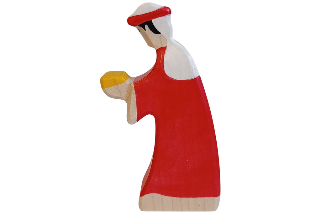 Holztiger Krippenfigur Caspar 3 rot