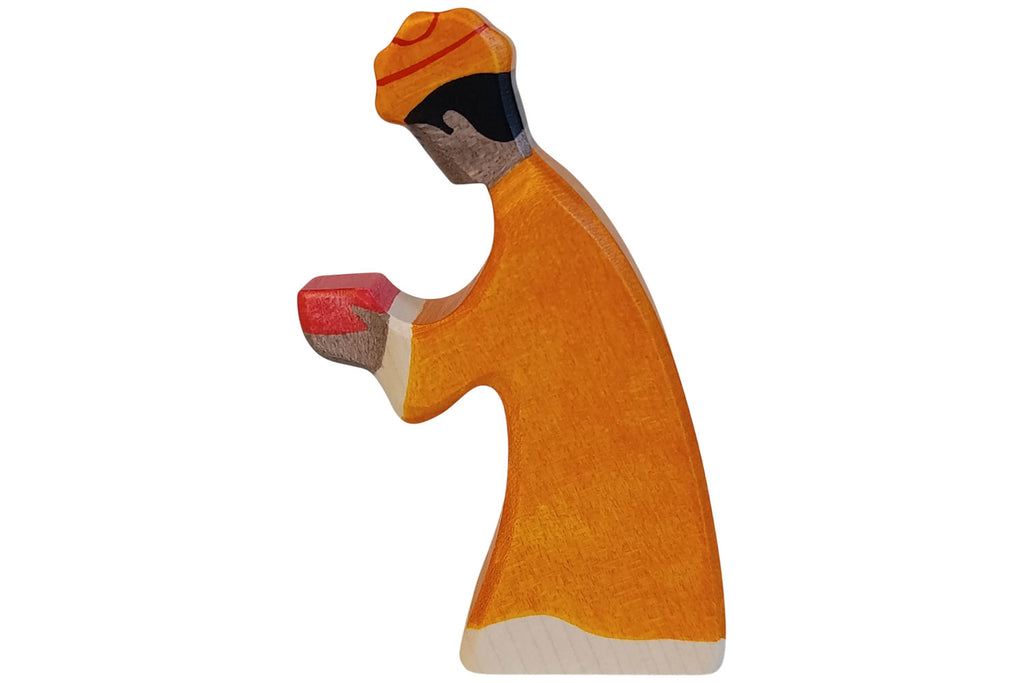 Holztiger Krippenfigur Melchior 3 orange
