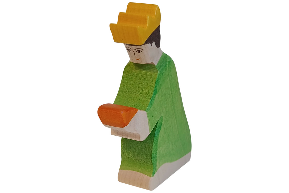 Holztiger Krippenfigur Balthasar 3 grün