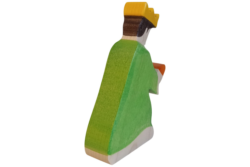 Holztiger Krippenfigur Balthasar 3 grün