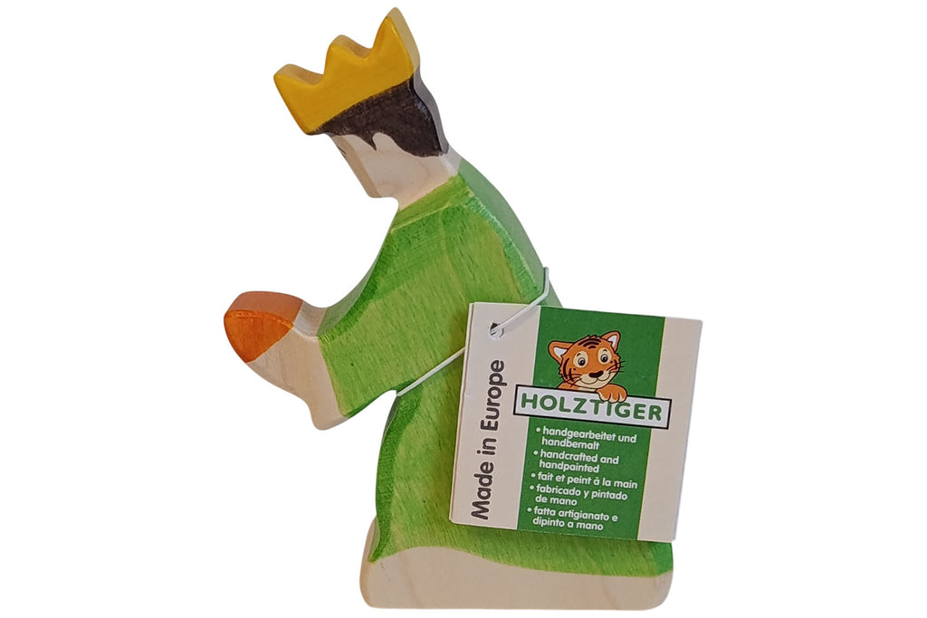 Holztiger Krippenfigur Balthasar 3 grün