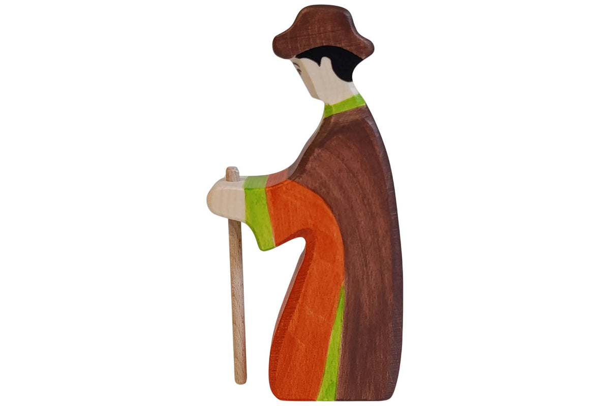 Holztiger Figur Hirte mit Stab 3