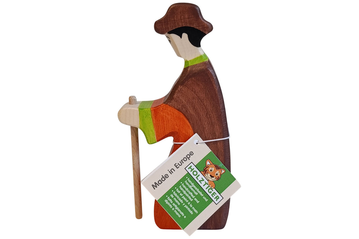 Holztiger Figur Hirte mit Stab 3