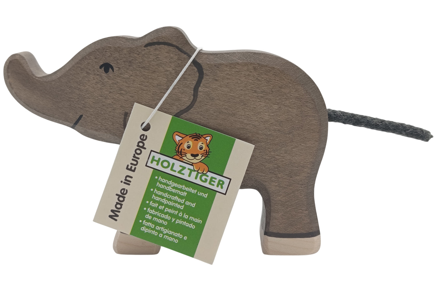 Holztiger Elefant klein Rüssel nach vorn