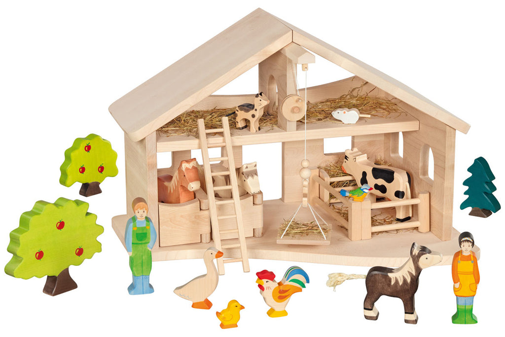 Holztiger Stall mit Seilwinde für Bauernhof