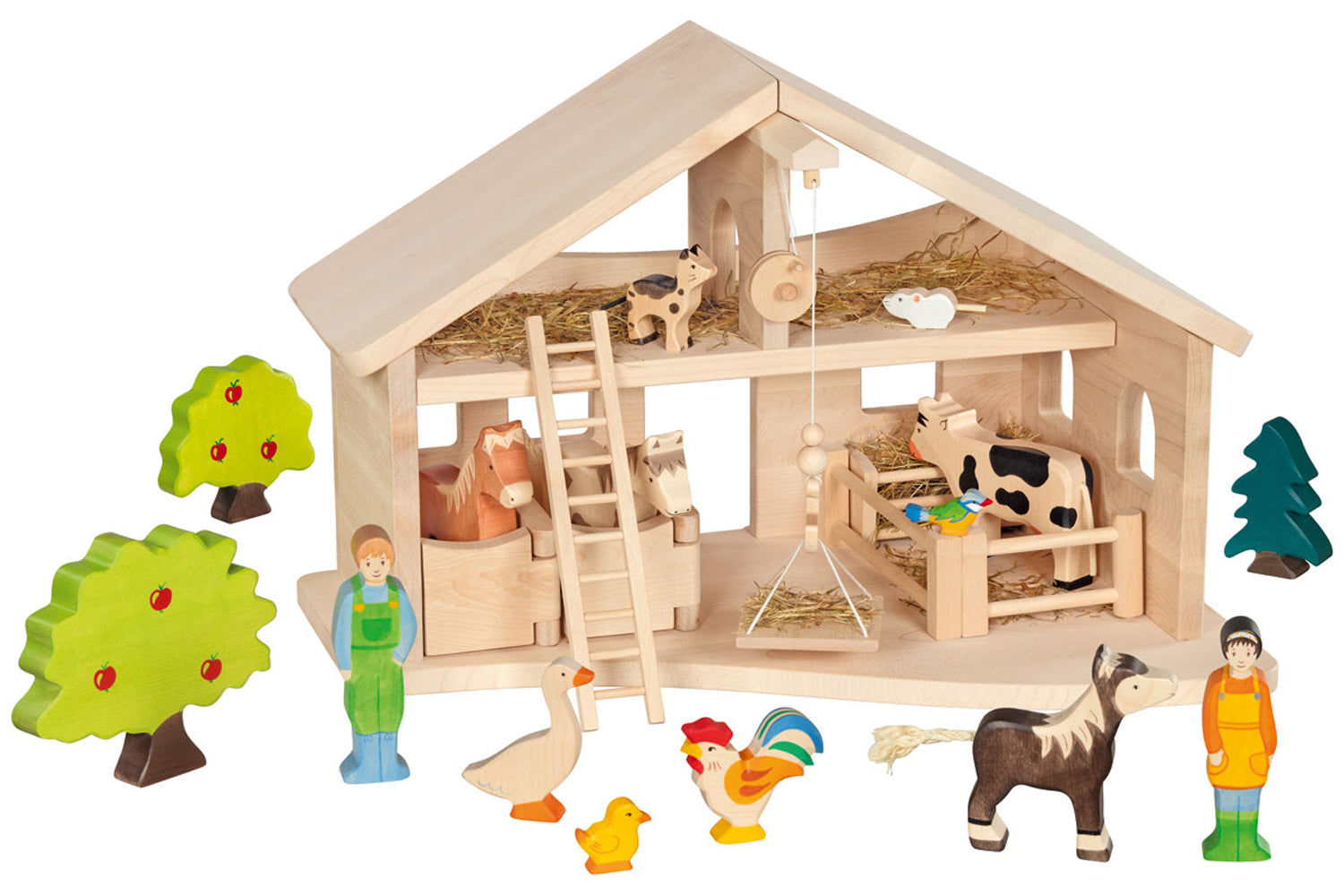 Holztiger Stall mit Seilwinde für Bauernhof