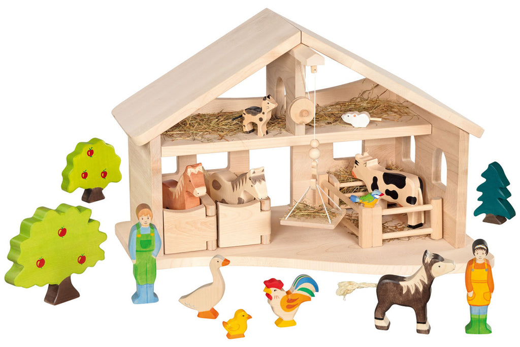 Holztiger Stall mit Seilwinde für Bauernhof