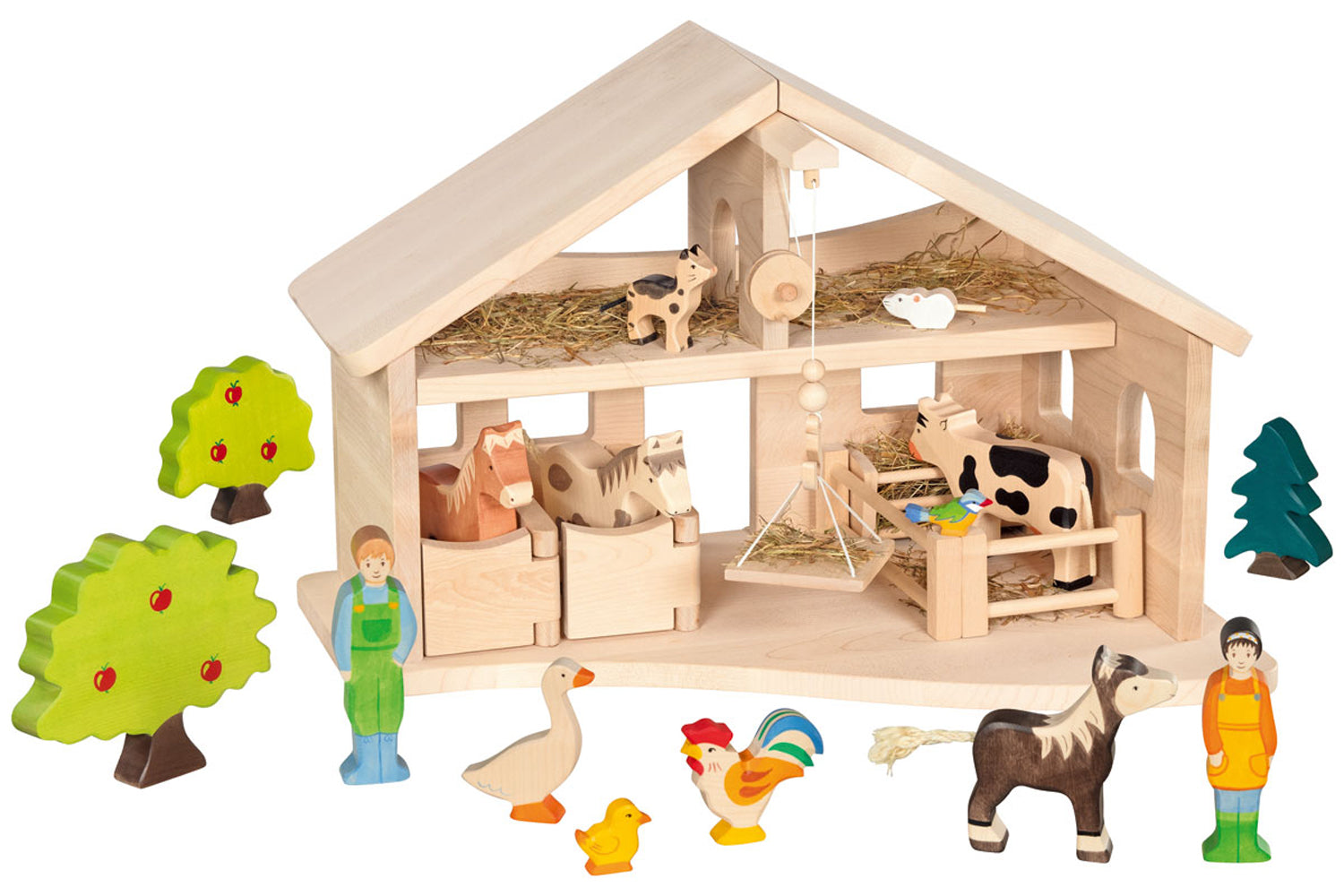 Holztiger Stall mit Seilwinde für Bauernhof