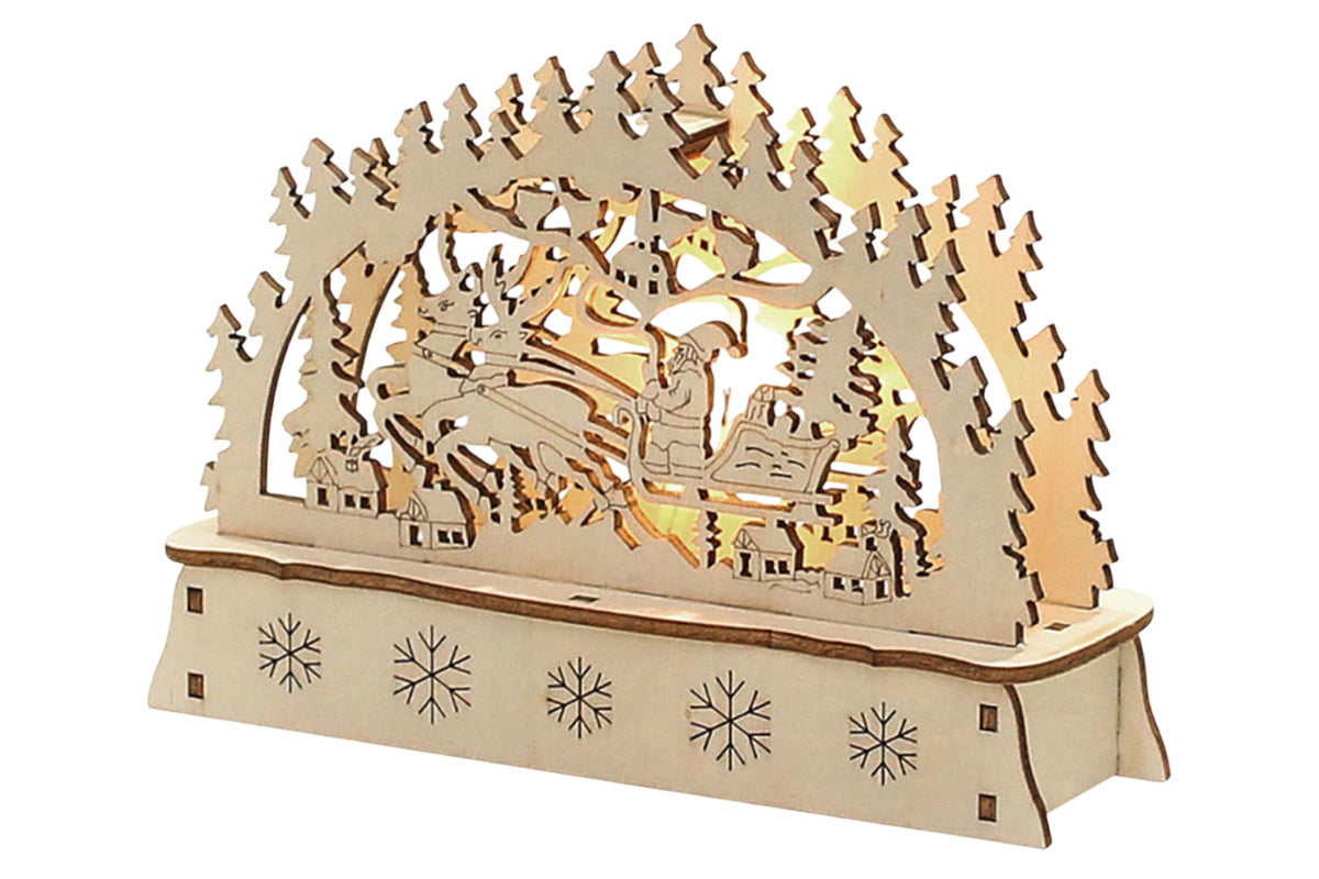LED Mini Schwibbogen Weihnachtsmann mit Schlitten