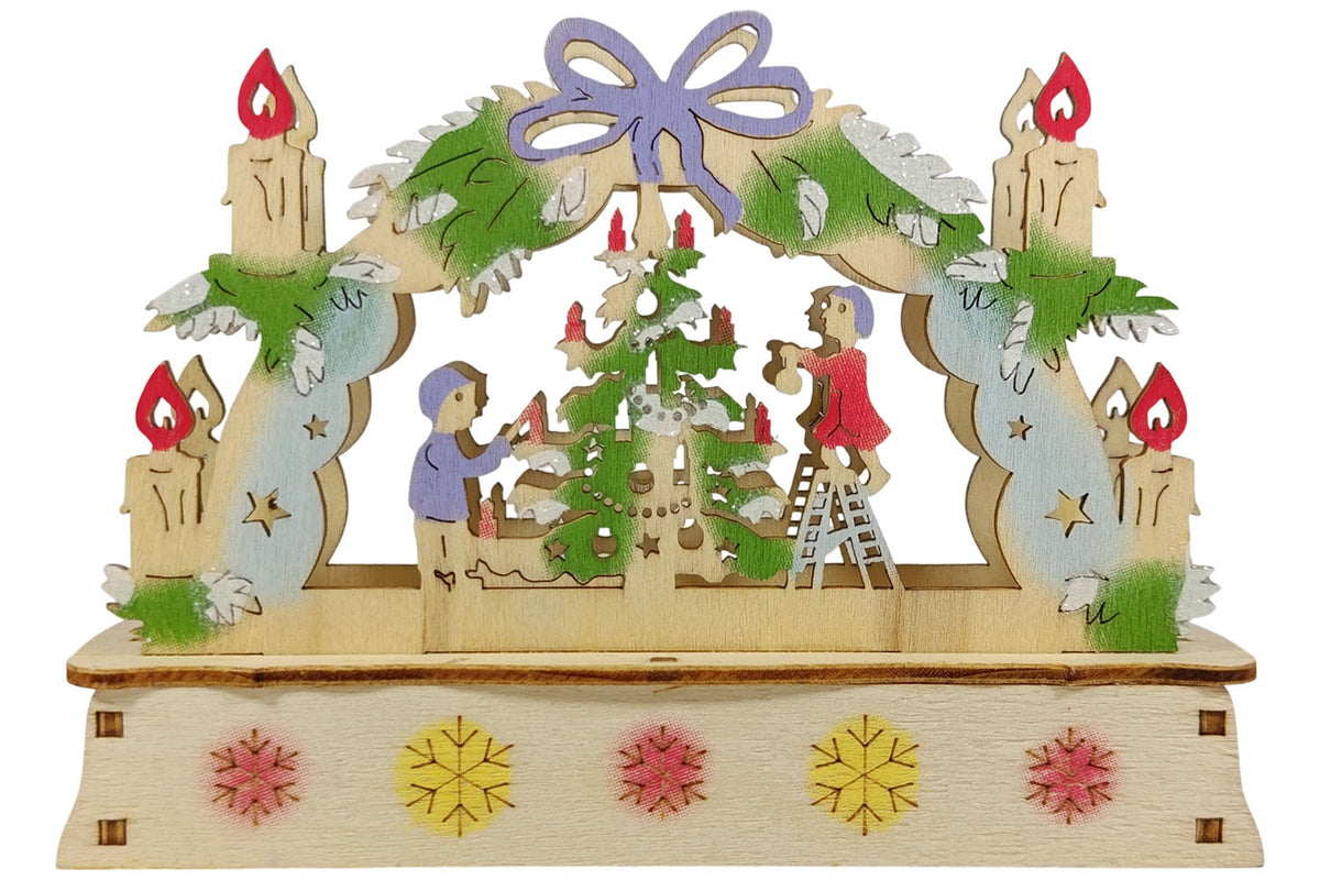 LED Mini Schwibbogen Weihnachtsbaum farbig