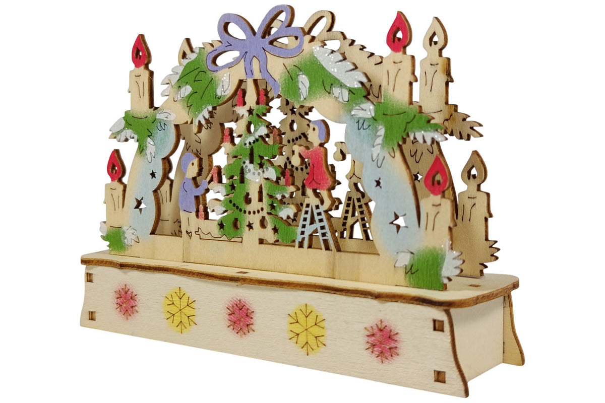 LED Mini Schwibbogen Weihnachtsbaum farbig