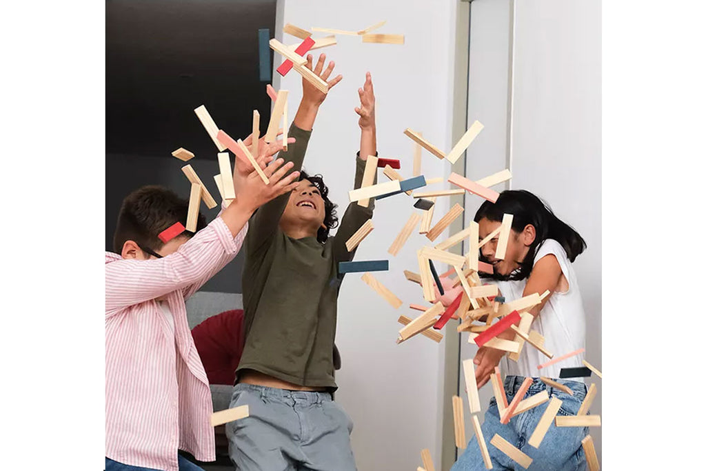 KAPLA 120er Box natur rot, rosa, dunkelblau