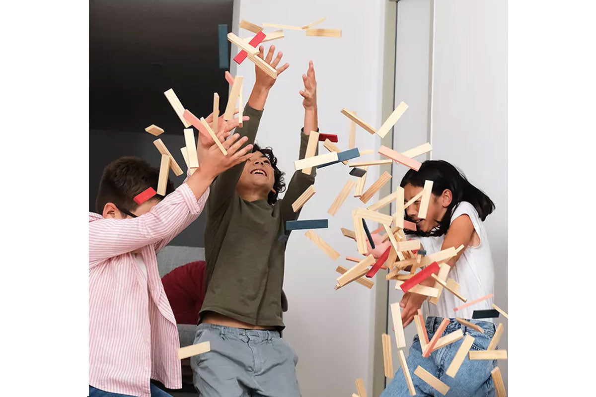 KAPLA 120er Box natur rot, rosa, dunkelblau