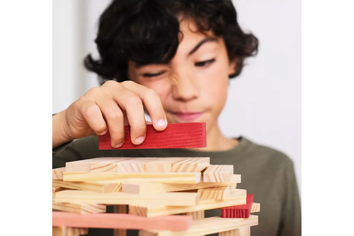 KAPLA 120er Box natur rot, rosa, dunkelblau