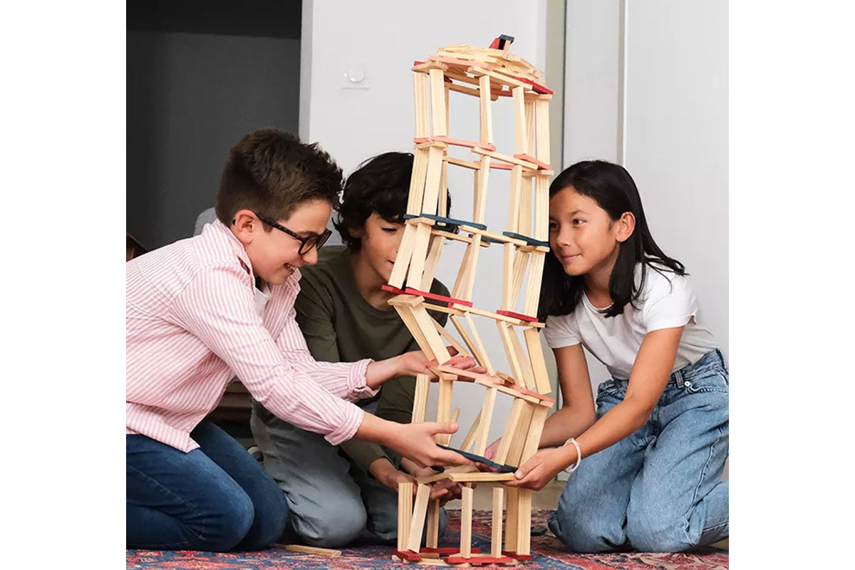 KAPLA 120er Box natur rot, rosa, dunkelblau