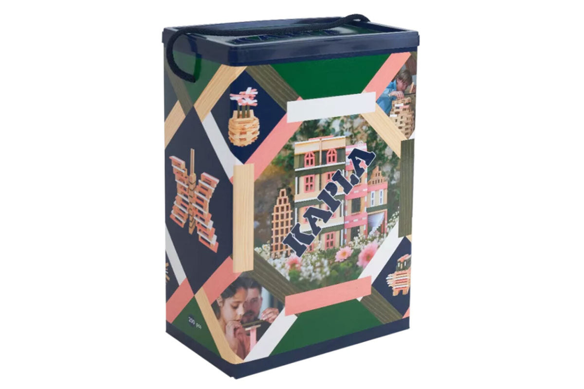 KAPLA 200er Box Frühling natur dunkelgrün, weiss, rosa