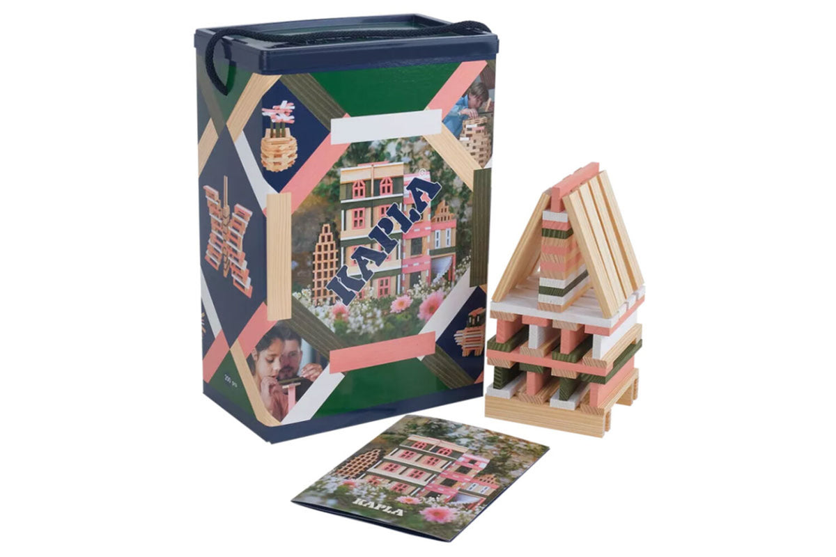 KAPLA 200er Box Frühling natur dunkelgrün, weiss, rosa