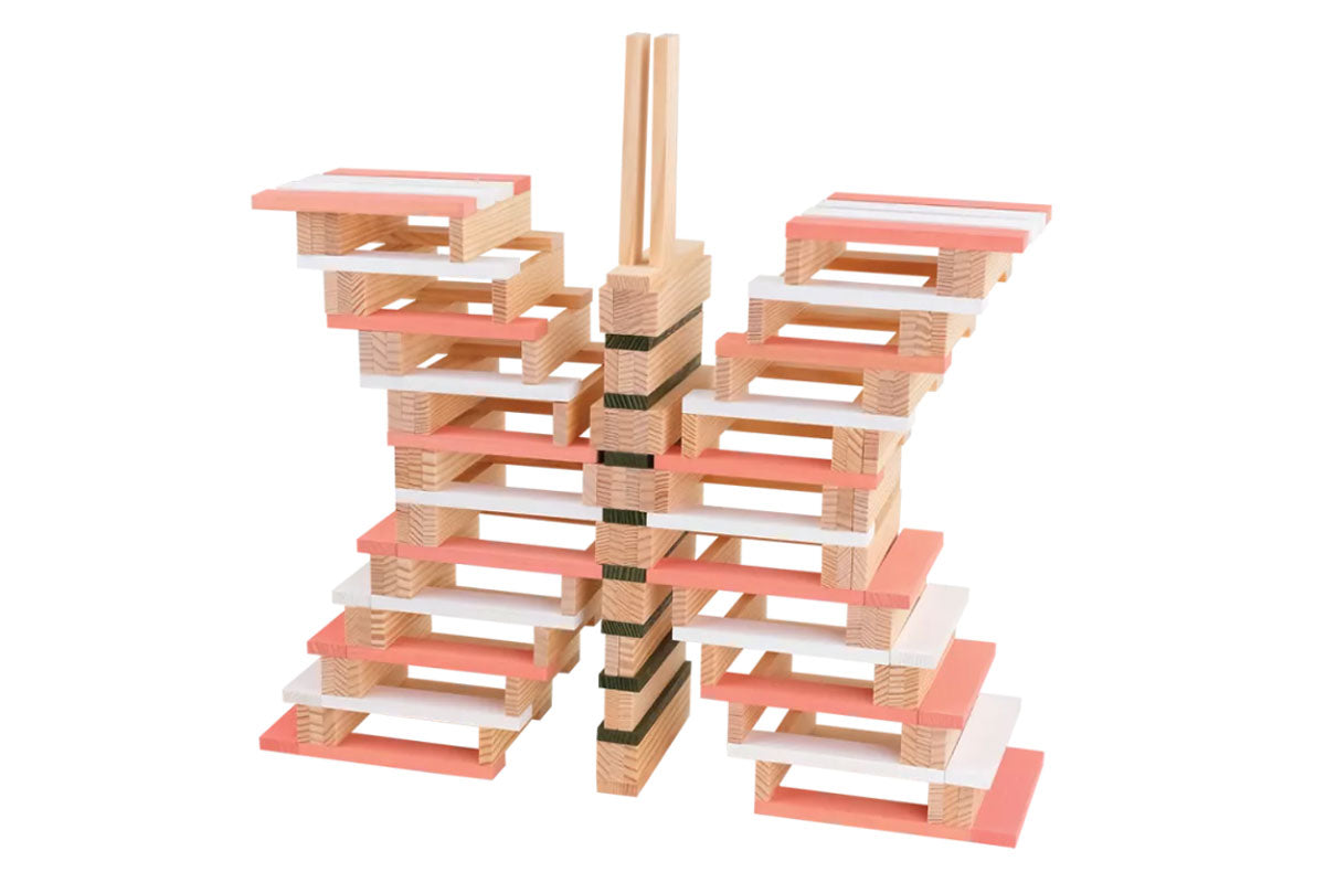 KAPLA 200er Box Frühling natur dunkelgrün, weiss, rosa