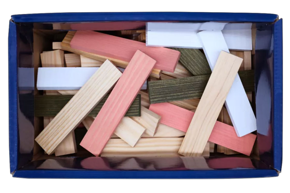 KAPLA 200er Box Frühling natur dunkelgrün, weiss, rosa