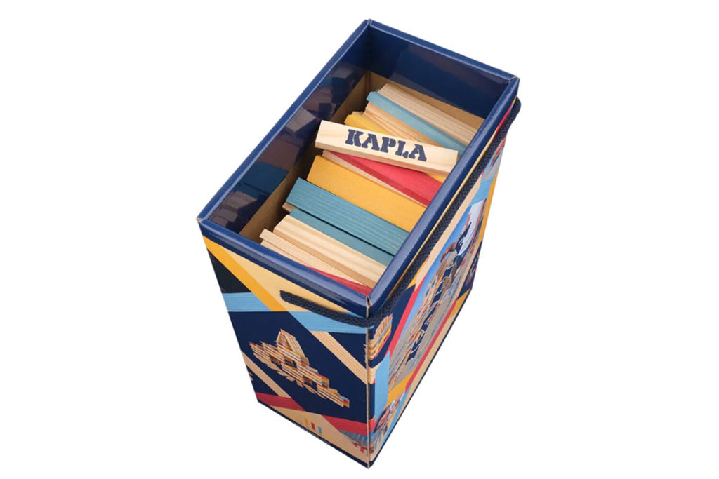 KAPLA 200er Box Sommer natur hellblau, gelb, rot