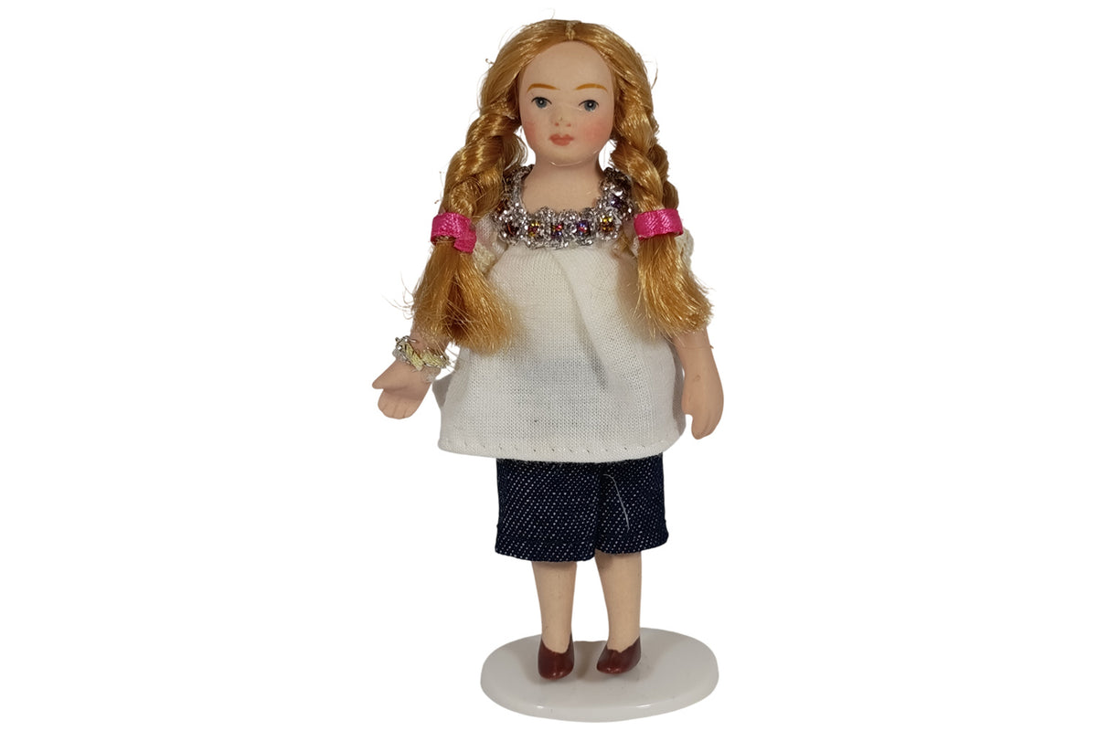 Streets Ahead Miniatur Puppe Mädchen modern Jeans ca. 11,5 cm hoch