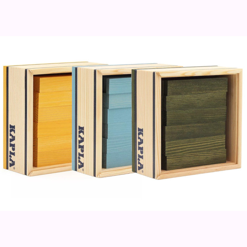 KAPLA 3 x 40er Box hellblau grün gelb